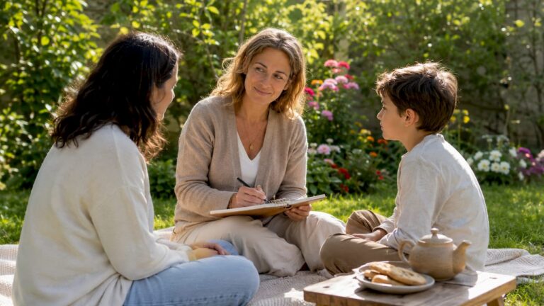 Consultation psychologique en présence d’une mère et de son enfant