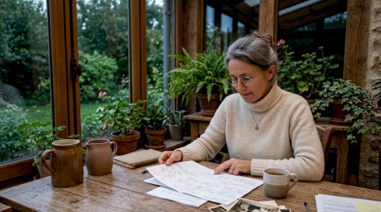 Une femme plonge dans la découverte de ses origines en parcourant l’histoire de sa famille à travers son arbre généalogique.
